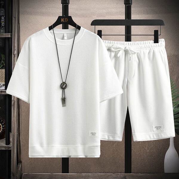 T-shirt masculino de calça curta com calças masculinas de moda masculina de verão
