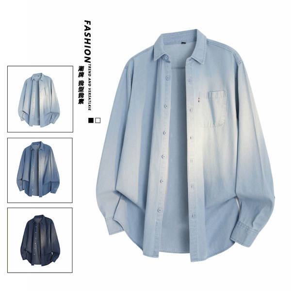 Transfronteiriço puramente homem camisa de pulseira outono novo cowboy cabelo solto casaco casual masculino masculino
