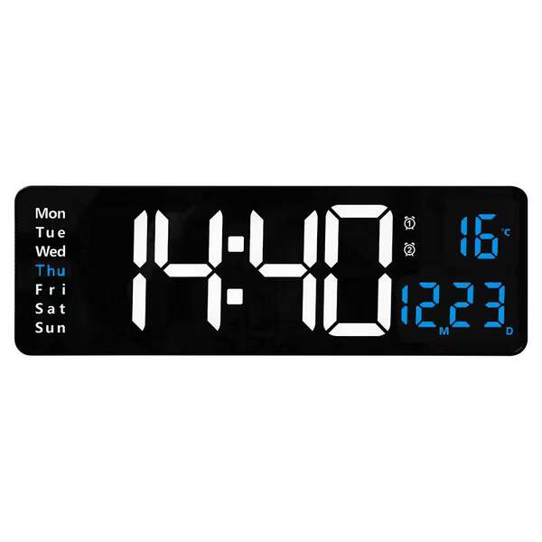 16 polegadas de grande tela função de exibição de relógio digital nórdico relógio simples sala de estar pendurar relógio led parede pendurar relógio 6626