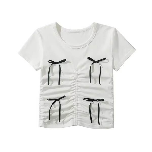Camisa feminina curta com babado
