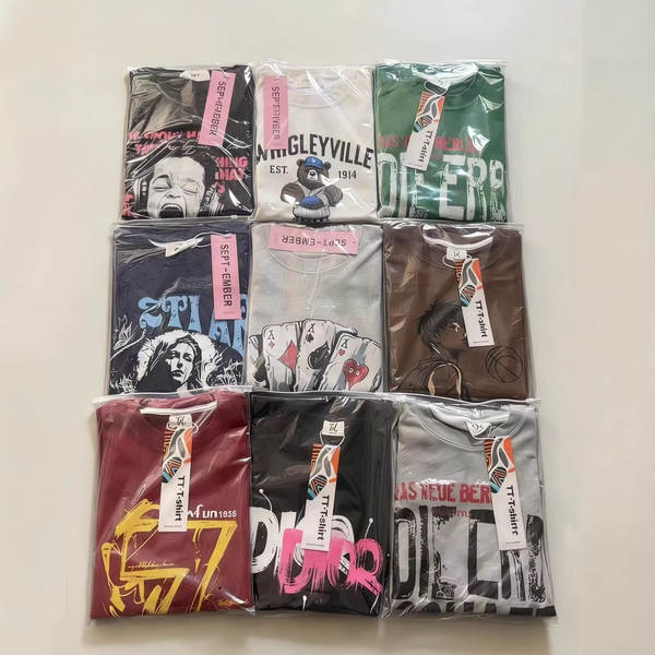 1688 T-shirt masculino de alta qualidade de atacado 400 gramas de impressão americana peso pesado de algodão puro mangas curtas com exportação de mercadorias suficiente