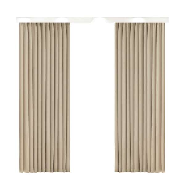 Curta-cabeças duplas de chaminé de cobertura completa na sala de estar do quarto com cortinas modernas e simples de creme de vento francês.