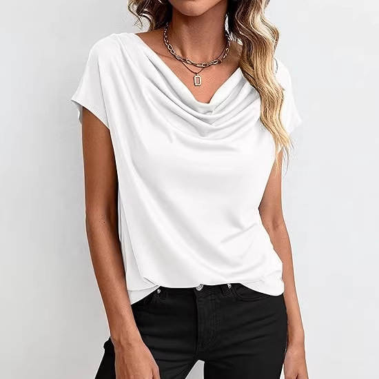2026 Amazon cross-border moda primavera-verão europeia roupas de beleza colar roupa casual moda puramente pano curto