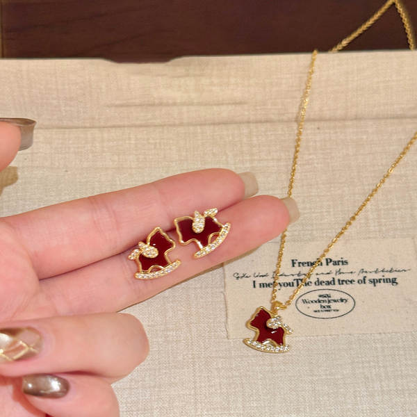 18K verdadeiro ouro elétrico de diamante de cavalo colar colarinho novo chinês do ano do destino conjunto de jóias de luxo de qualidade de jóias