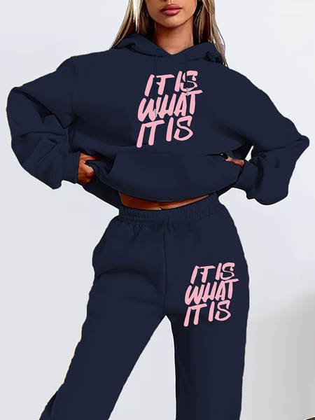 Conjunto de moletom feminino de manga longa com capuz