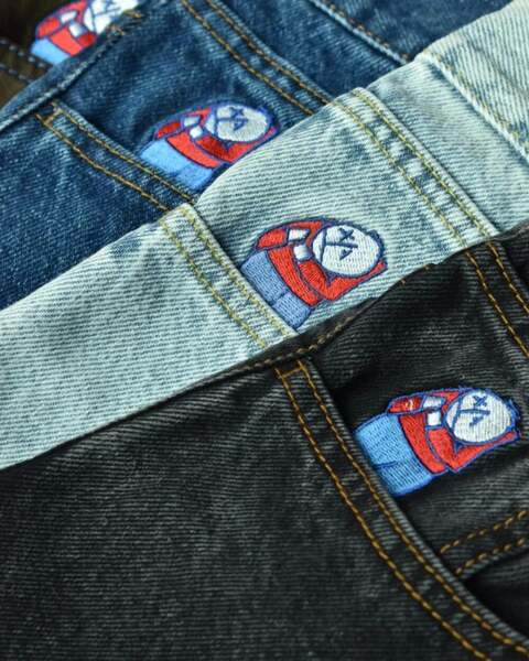 Cross-border e-commerce caricatura de rua estampado jeans azul retro calças meninos meninos grandes meninos jeans Y2K hip hop