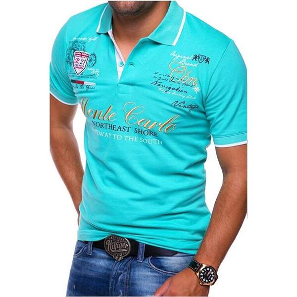 2023 Cross-border Europa e América Camiseta de esportes de lazer de três pedaços POLO camisa de golfe digital impressão de camisa