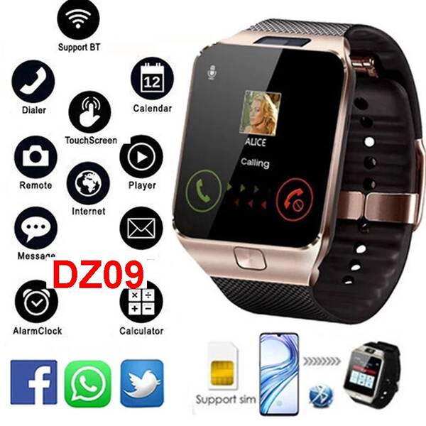 Relógio inteligente transfronteiriço de comércio eletrônico DZ09 Relógio de telefone Bluetooth Relógio de chamadas multilingues