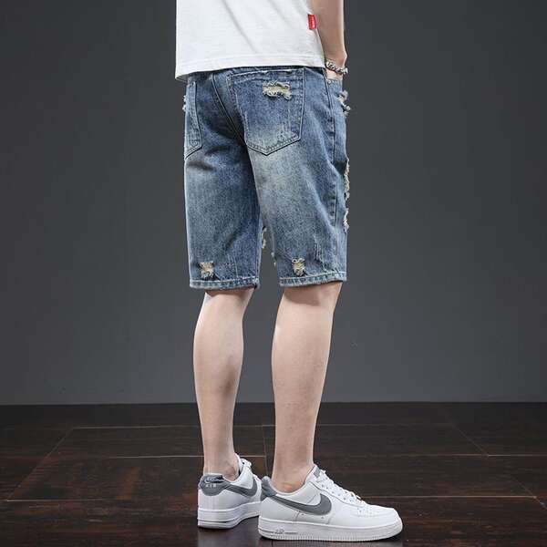 Shorts jeans rasgado masculino