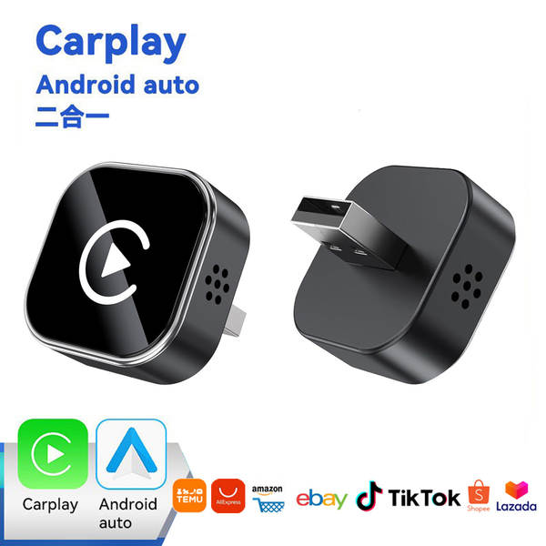 Adaptador de carro carplay sem fio com suporte para Apple Android Phone 2 em 1 caixa sem fio