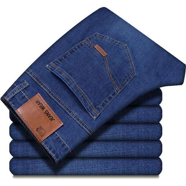 Fabricante de vendas diretas de jeans masculinos de primavera e verão de luxo boa qualidade resiliente negócios de lazer homens jeans calças longas
