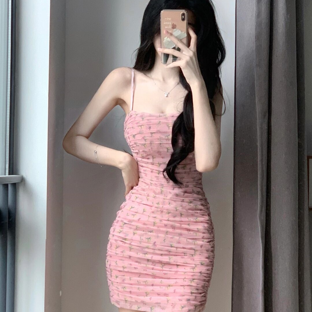 Vestido curto sem mangas rosa