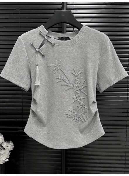 Camisa feminina de algodão com estampado