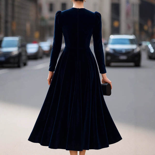 Vestido de comércio exterior transfronteiriço da Europa e dos Estados Unidos 2025 Outono e Inverno Novo Vestido de comércio exterior transfronteiriço