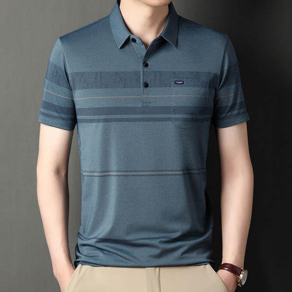 T-shirt masculino de pulseira curta 23 verão novo homem de meia-idade pulseira poli T-shirt papai vestido com roupa de negócios