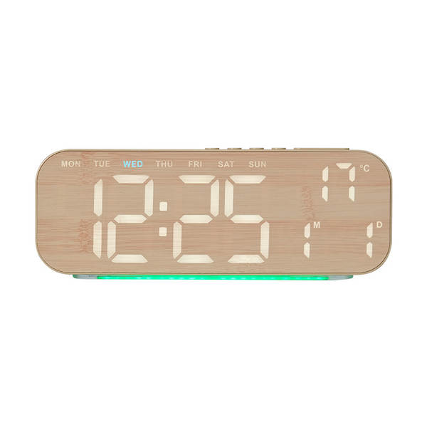 Novo relógio LED grande ecrã despertador relógio simples de madeira relógio criativo relógio de mesa pendurável GH