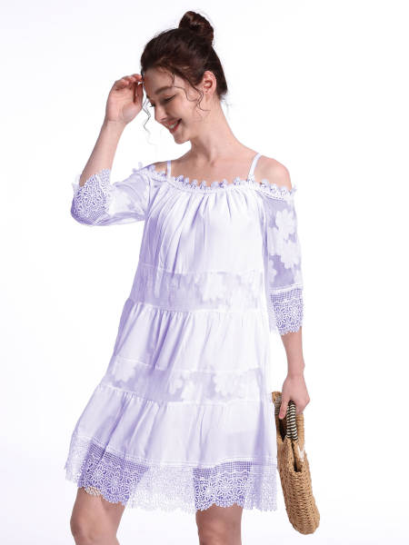 Vestido de princesa amazônica transfronteiriça de estilo europeu e americano vestido de ombro raso vestido de pendura de moda puro vestido de solteiro