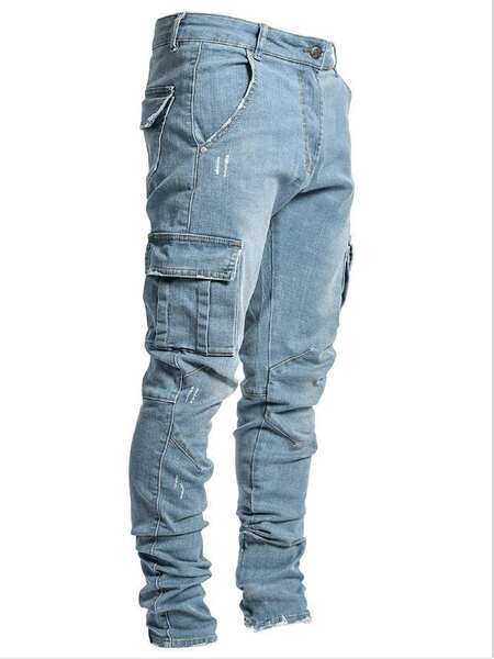 2021 Euro-American Cross-Border New Jeans Homens Piso lateral Pequenos Pés Estreitos jeans NK012