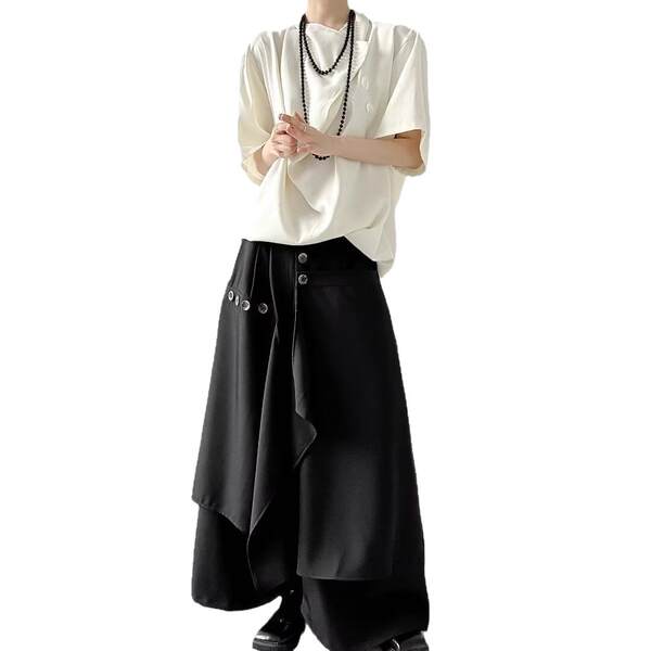 Calça larga estilo Yohji Yamamoto
