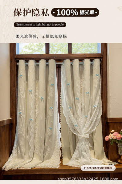 DOPAMIN Francês cortinas de cobertura completa campo e ventilação dupla camada pendurado cavidade dormitório janela flutuante táxi fácil