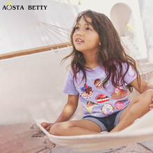 26 verão novo T-shirt menina amor arco-íris impressão crianças roupa esportiva de algodão bebê corda curta luva roupa