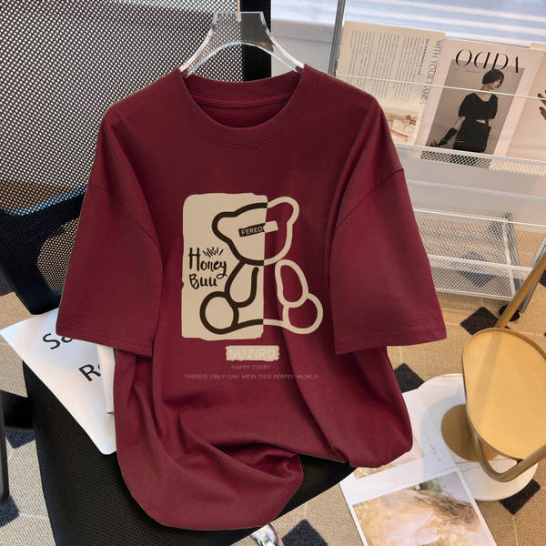 Camiseta feminina de algodão curta