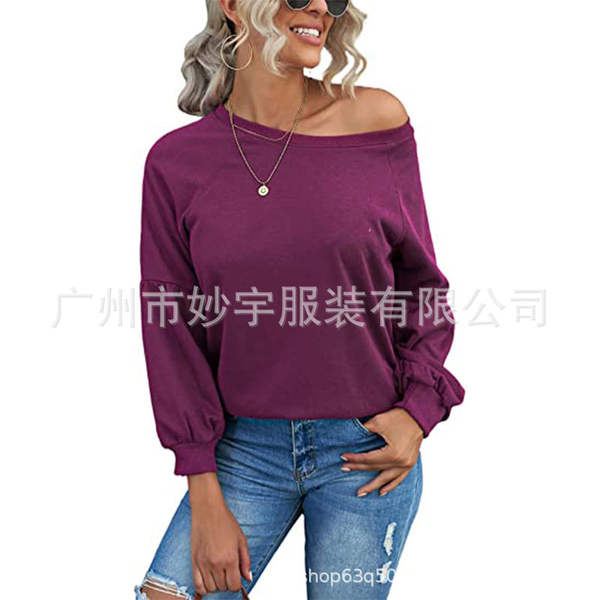 6607 Vendas rápidas da Amazon para mulheres de moda casual colar de cor de camisa esportiva com mangas compridas com mangas largas com roupa de guarda-roupa