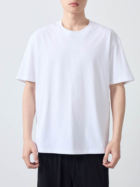 T-shirt masculino de algodão puro de 230 g para homens de verão de 2026 75265.
