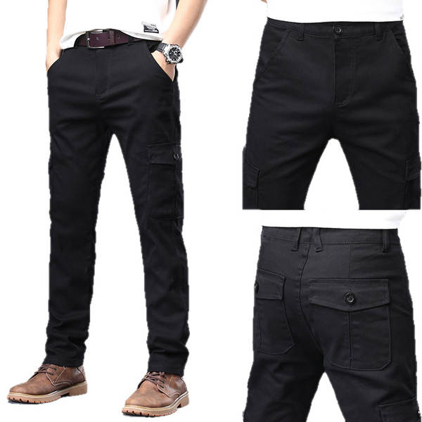 Calças de trabalho masculinas flexíveis flexíveis flexíveis confortavelmente multi-bolso jovens calças de trabalho para trabalhar calças especiais para soldados