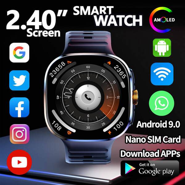Relógio inteligente transfronteiriço m99 relógio inteligente 5g global de 2,4 polegadas à prova d'água giratória foto relógio de telefone do Google