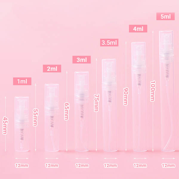1ML2ML3ML5ml Caderno perfume caneta garrafa de perfume garrafa de pulverização de plástico garrafa de dispersão de prova de perfume pequeno