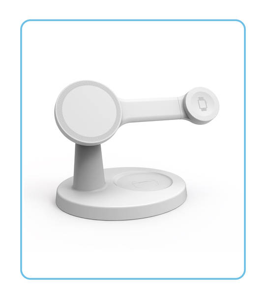 Novo modelo transfronteiriço de 15W imersão magnética de três em um carregador sem fio de mesa de carregamento rápido com suporte para fones de ouvido de relógio móvel