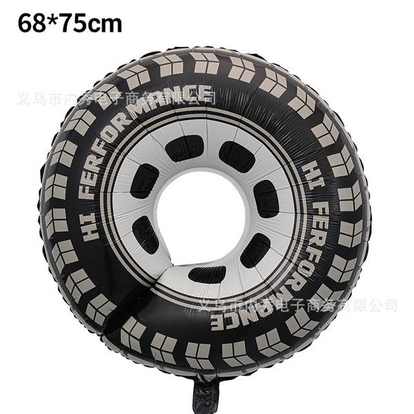 Novo balão de pneu de 18 polegadas preto e branco de argila redonda de película de alumínio balão de corrida temática de decoração de equação carrinho