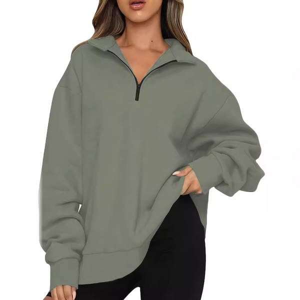 Roupas femininas europeias 2025 outono inverno novo modelo de camisa de lazer da Amazon meia cadeia de cabeça de mangas longas camisa esportiva guarda-roupa