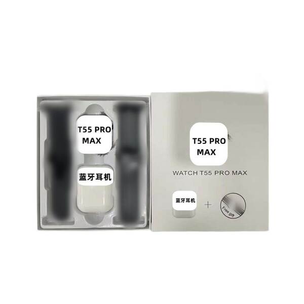 T55PRO MAX relógio inteligente para homens fones de ouvido multifuncionais dois em um fone de ouvido transfronteiriço de longa duração fabricante de vendas diretas