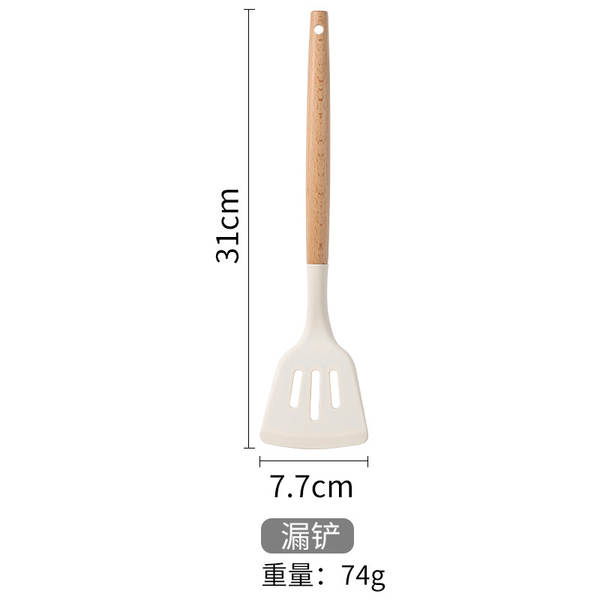 Set de utensílios de cozinha de silício branco de madeira 12 peças do kit de utensílios de cozinha da Amazon