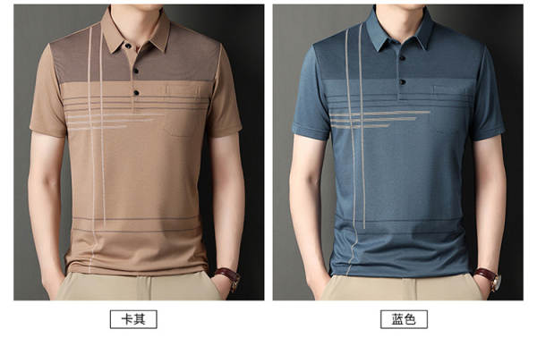 T-shirt masculino de pulseira curta 23 verão novo homem de meia-idade pulseira poli T-shirt papai vestido com roupa de negócios