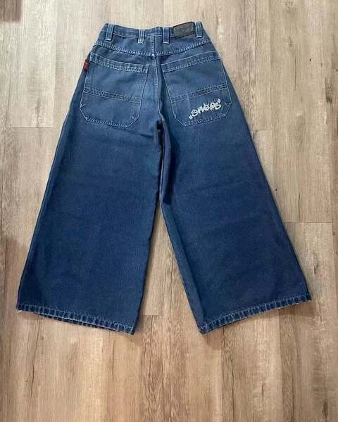 Transfronteiras JNCO Y2K Loose jeans masculino padrão hip-hop rua home homem calças largas