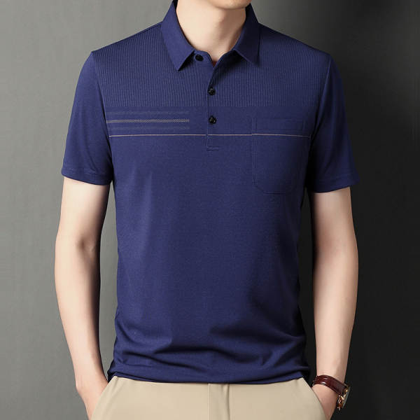 T-shirt masculino de pulseira curta 23 verão novo homem de meia-idade pulseira poli T-shirt papai vestido com roupa de negócios