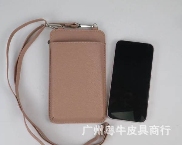 Bolsa de couro para celular com alça diagonal