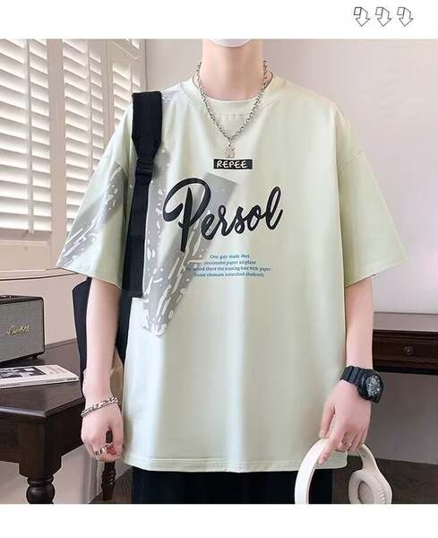 T-Shirt adolescente de verão novo menino estudante relaxante bonito gelado meia-mancha roupa menino grande menino