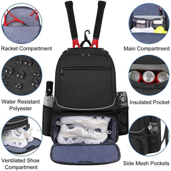 Bolsa de tênis para homens e mulheres com bolsa de isolamento térmico.