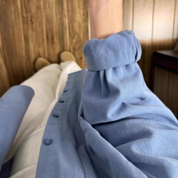 100% de algodão puro e escuro azul extremamente leve camisa com mangas compridas vestido de primavera de 2025 nova camisa de casaco de centenas