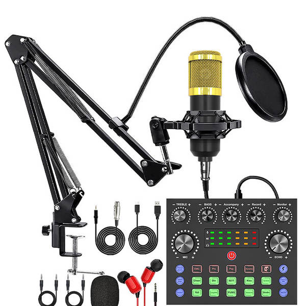 Transfronteiriço V8S Inglês de transmissão ao vivo bm800 pacote de braço pendurado pacote de cartão de telefone celular de transmissão ao vivo podcast completo