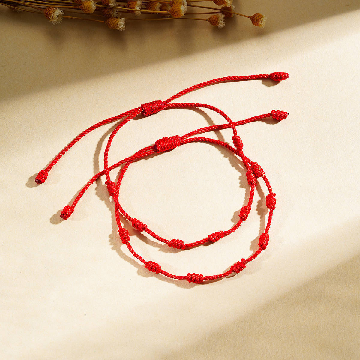 Pulseira de Contas Vermelha da Sorte