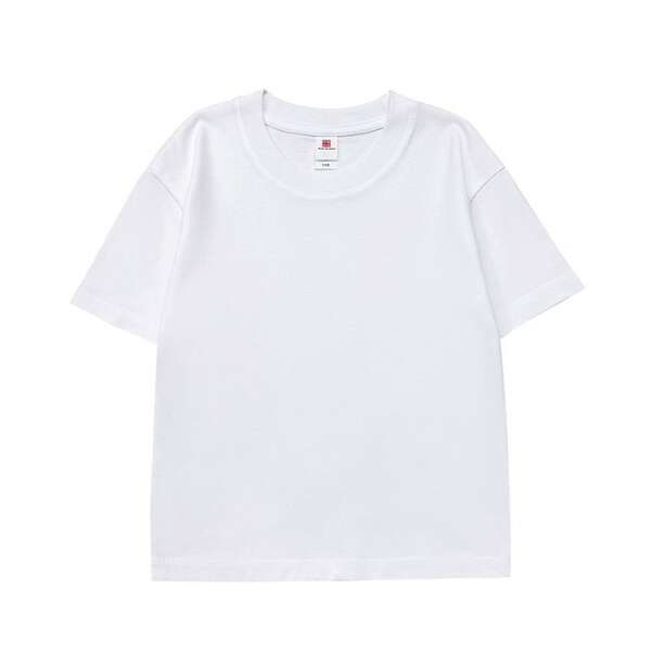 Camiseta de algodão puro para crianças 220 gramas de algodão personalizado padrão de logotipo para crianças vestido de verão para o comércio exterior