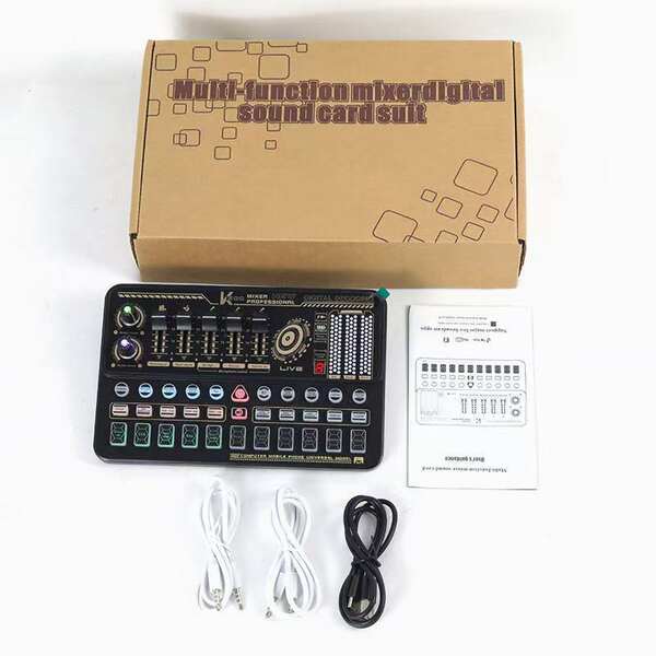 Cartão de som inglês F998 microfone V8S transfronteiriço placa de gravação de computador de transmissão ao vivo equipamento de podcast completo