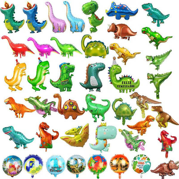 Dinossauro série inteira coroa dinossauro desenho animado verde dinossauro floresta festa de decoração atmosfera de balão de alumínio para atacado