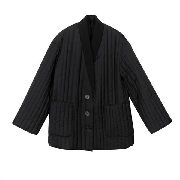 Jaqueta de Inverno Feminina de Algodão Preto