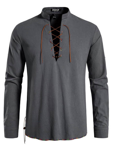 Camiseta transfronteiriça masculina de alta qualidade Henry Camiseta hippie para homens de estilo europeu-americano com mangas longas de praia